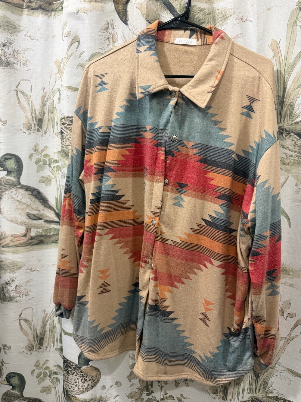 Aztec Pattern Button-Up Cardigan Sweater - Beige Multi